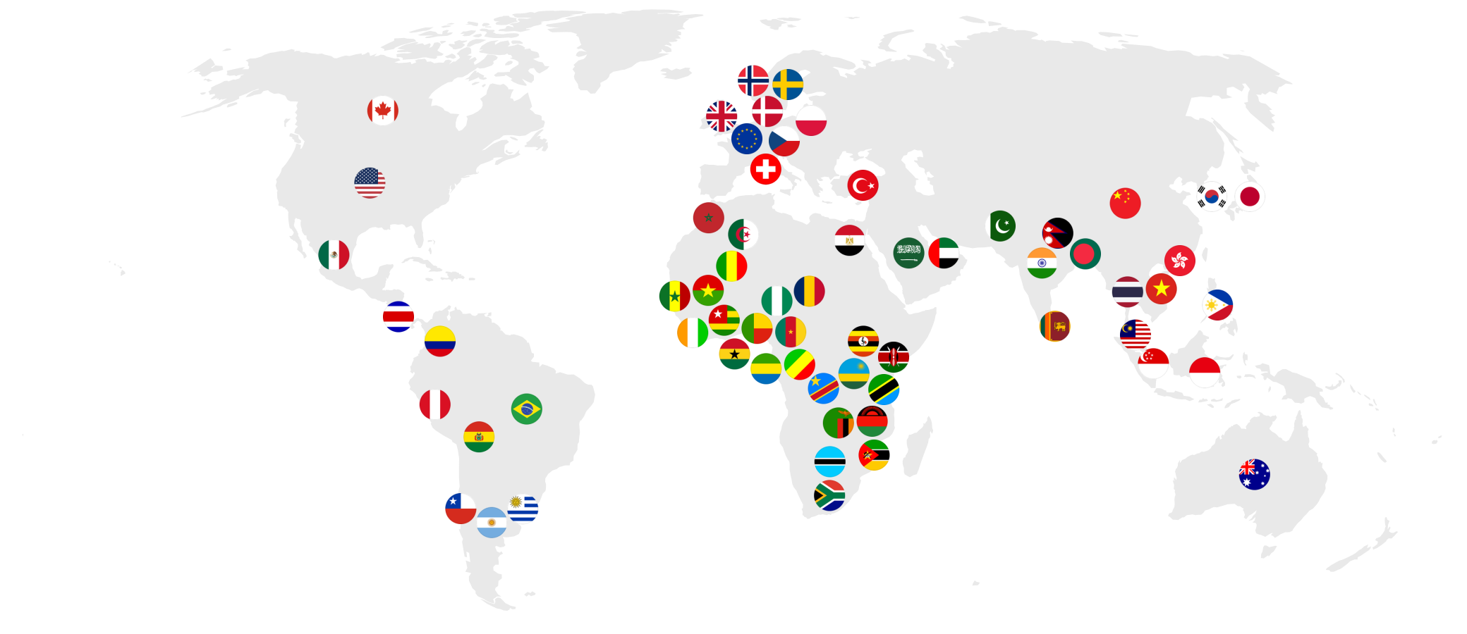 World map with flags marking JET's live payout and pay-in markets across the Americas, Europe, Africa, the Middle East and Asia-Pacific